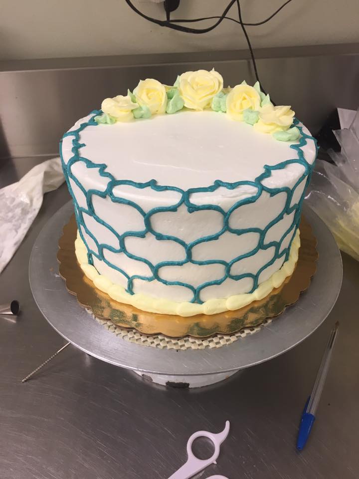 Turquoise and Yellow Birthday Cake