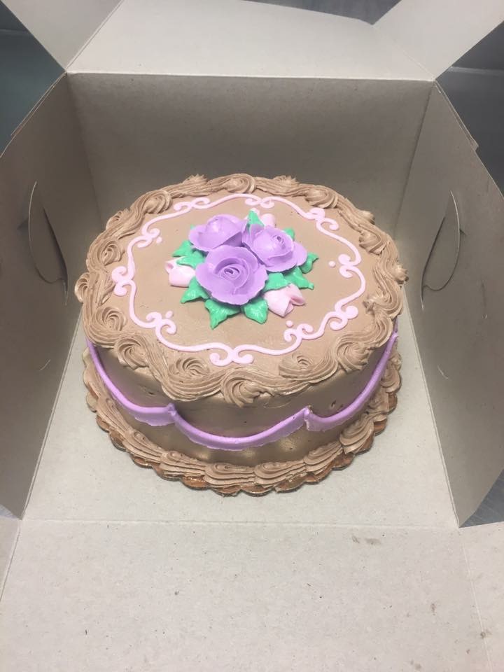 Chocolate Birthday Cake Purple Roses